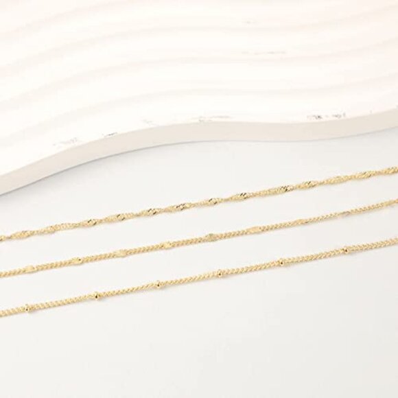 Gold Plated Layered Bracelets Minimalist Delicate Chain Jewelry Gift Women - Picture 6 of 7